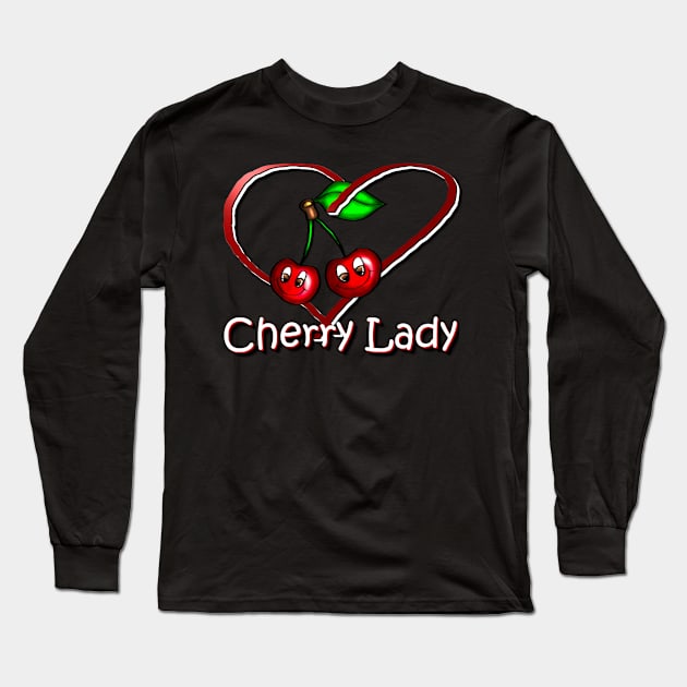 Cute Cherry Lady Design/ Cherries with heart Long Sleeve T-Shirt by emyzingdesignz